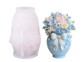 Molde silicona vela florero con flores